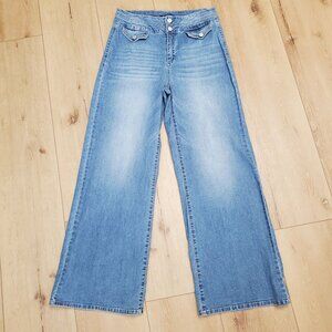 Womens Wide Leg Button Fly Denim Jeans Blue Spice Juniors  Size 13 Pants Y2K